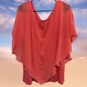 Alyx Coral Lightweight Sheer Top 2X
